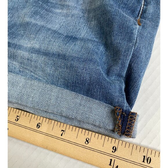 Blue Savvy Blue Denim Stretch Shorts with Cuffed Hem Size S Coquette Sexy Y2K - Picture 7 of 7